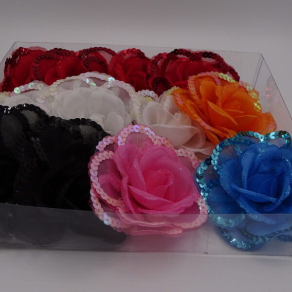 Bloemen paillet rand pink