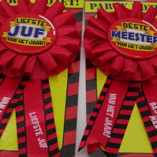 Party rozet voor de juf of meester