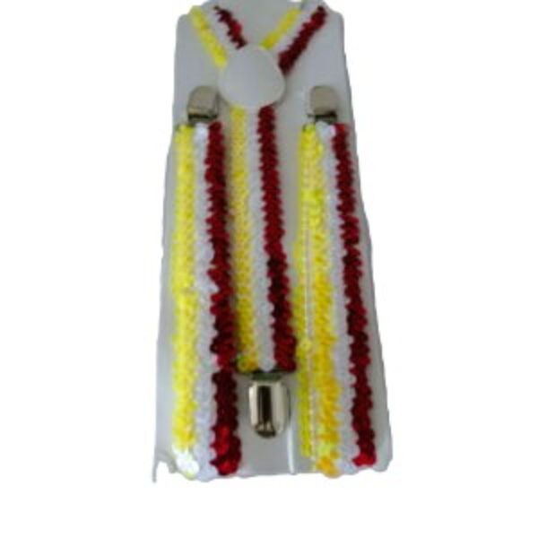 Bretels paillet rood wit geel