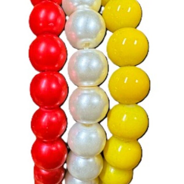 Parel armband rood, wit en geel