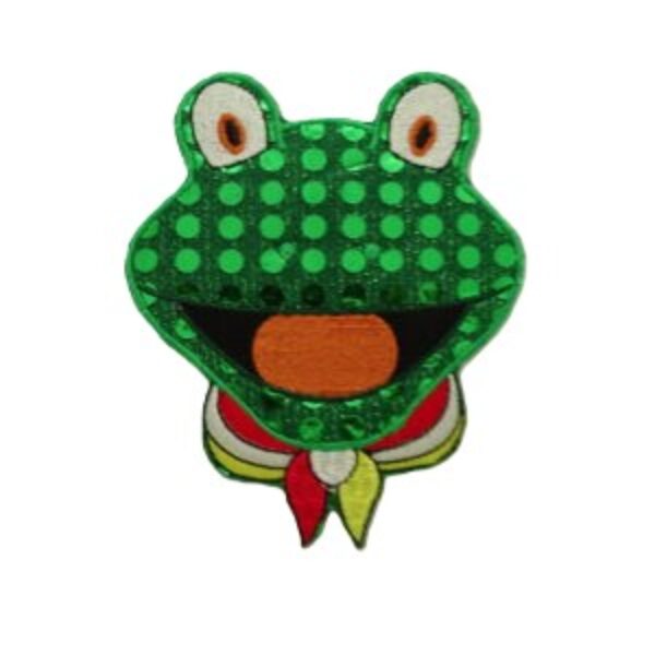 Embleem Kikker Kop met pailletten