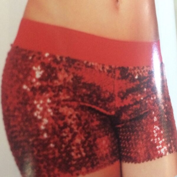Hotpants met pailletten rood