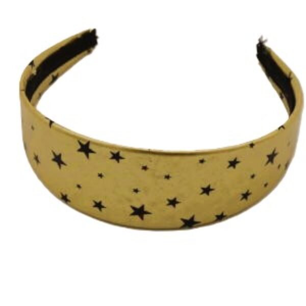 Haarband goudkleurig met zwarte sterren