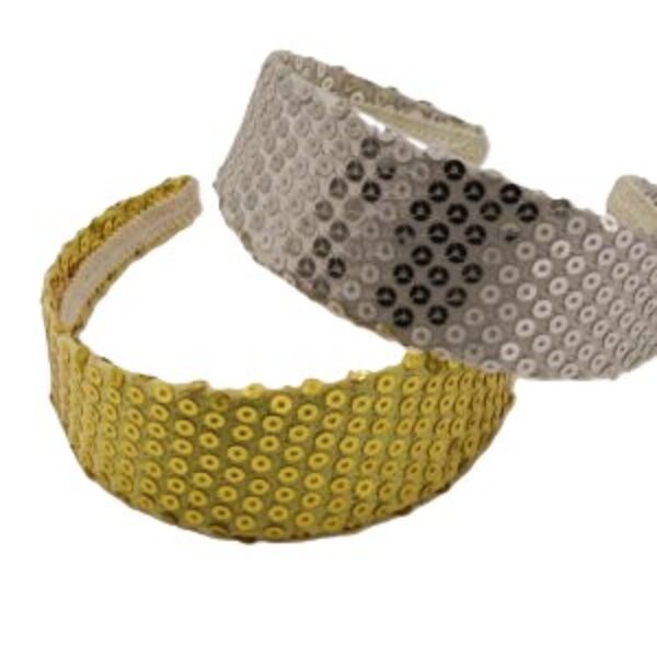 Haarband met pailletten in goud en zilver