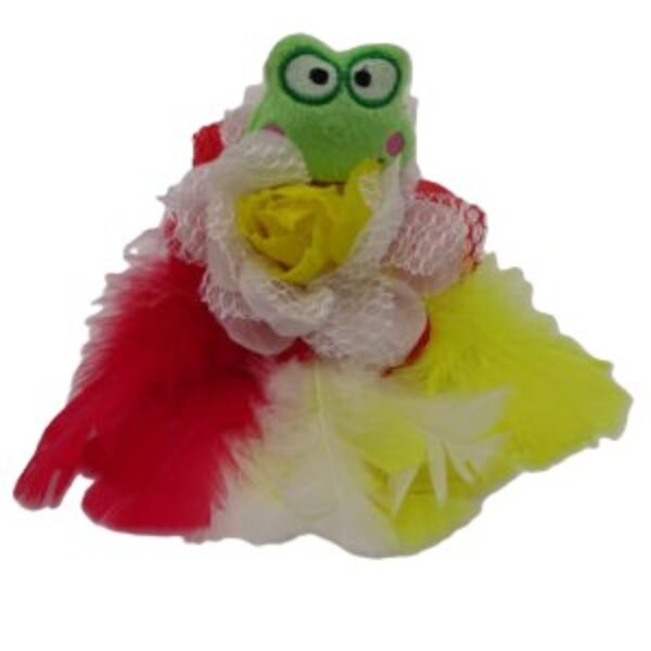 Broche Kikker met veren