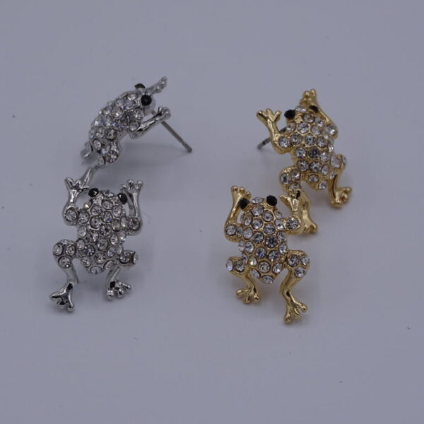 Oorbellen kikker met strass steentjes