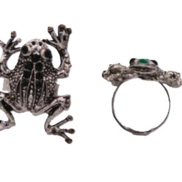 Verstelbare ring Kikker met strass