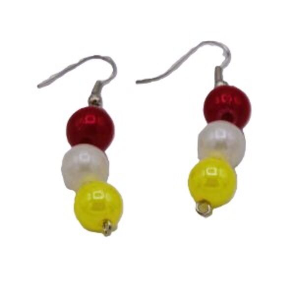 Oorbellen Oeteldonk kraal rood wit geel