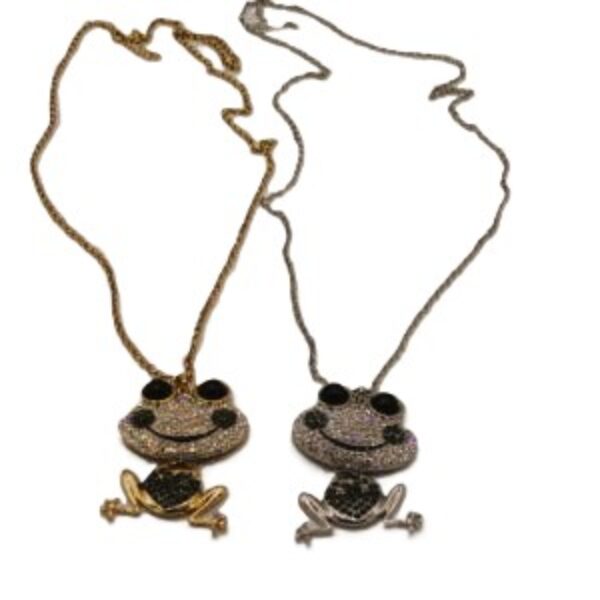 lange ketting met kikker goudkleurig