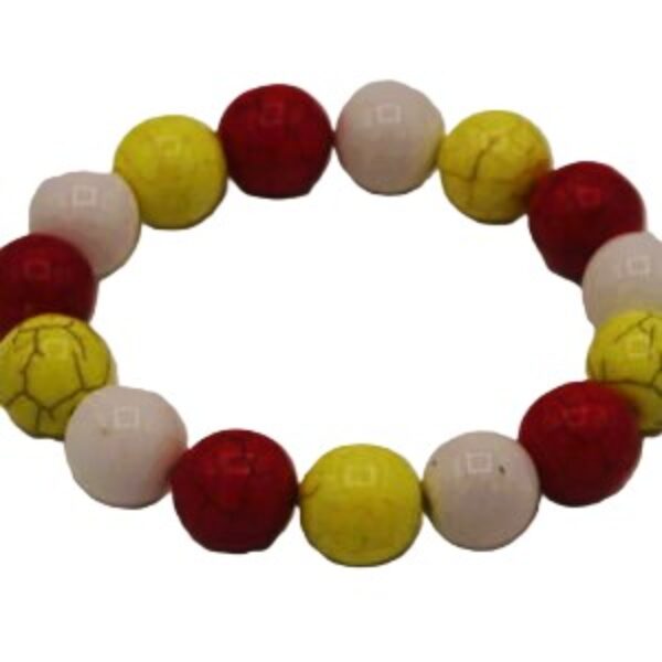 Armband rood wit geel natuursteen