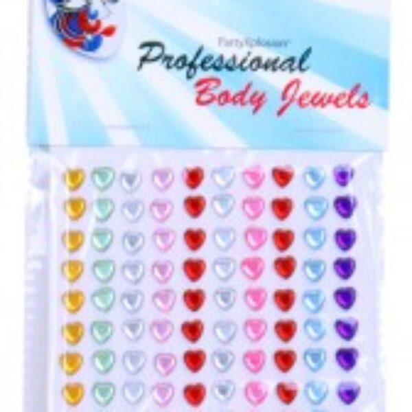 Glittersteentjes assorti kleur hartjes voor gezicht