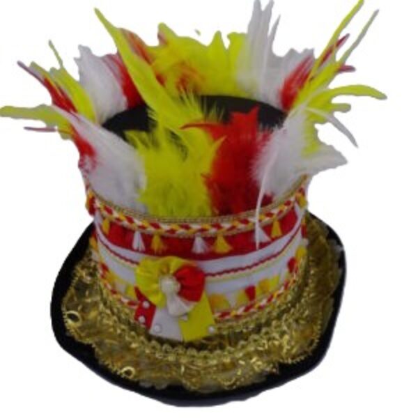 Hoge hoed Luxe rood wit geel