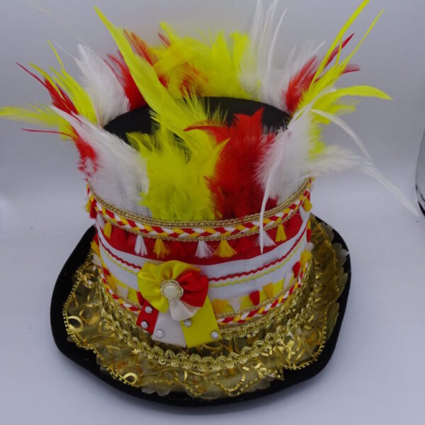 Luxe rood wit gele hoge hoed