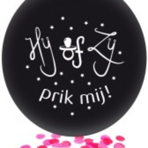 Latex ballon gender he or she met helium met blauwe confetti