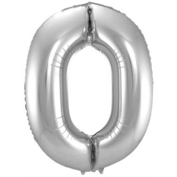 Folie ballon zilver cijfer 0 tm 9 met helium (alleen ophalen)