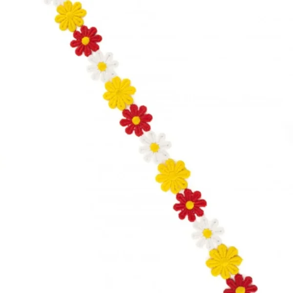 Bloemetjes band rood wit geel