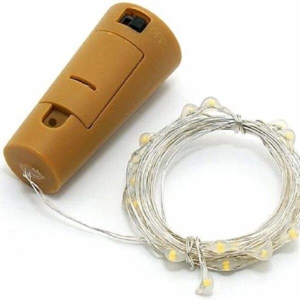 Flessenstopper Sfeerlicht kurk met Draadverlichting 10x ster warmled inclusief batterij 3xLR44