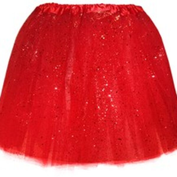 Tule rok rood met glitter