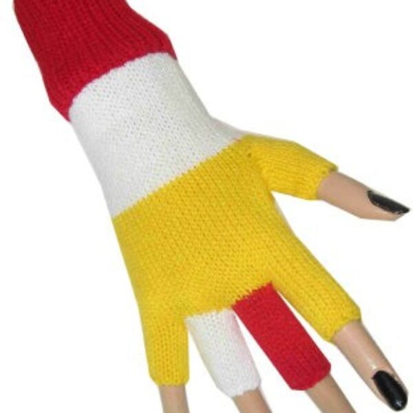 Vingerloze handschoenen Oeteldonk rood wit geel