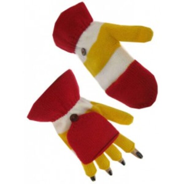 Vingerloze handschoenen met kapje Oeteldonk rood wit geel