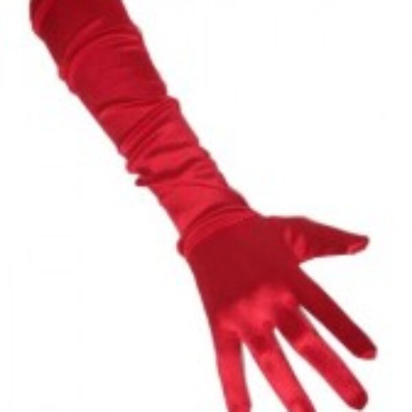 Handschoen lang satijn rood