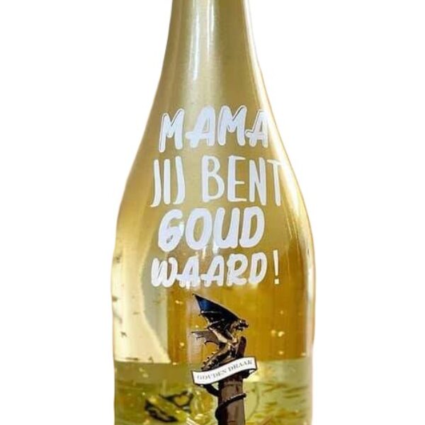 Gouden Draak cava met echt bladgoud in de fles met tekst