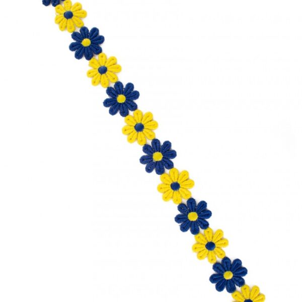 Bloemen band blauw geel