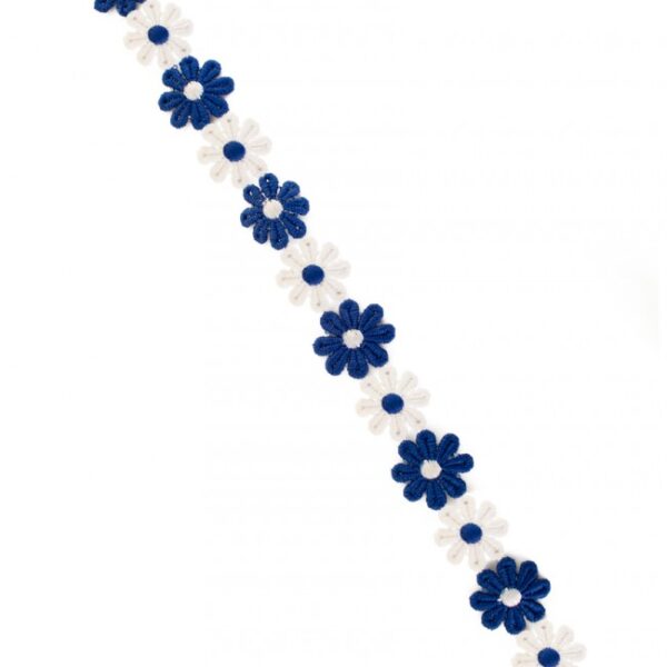 Bloemen band blauw wit