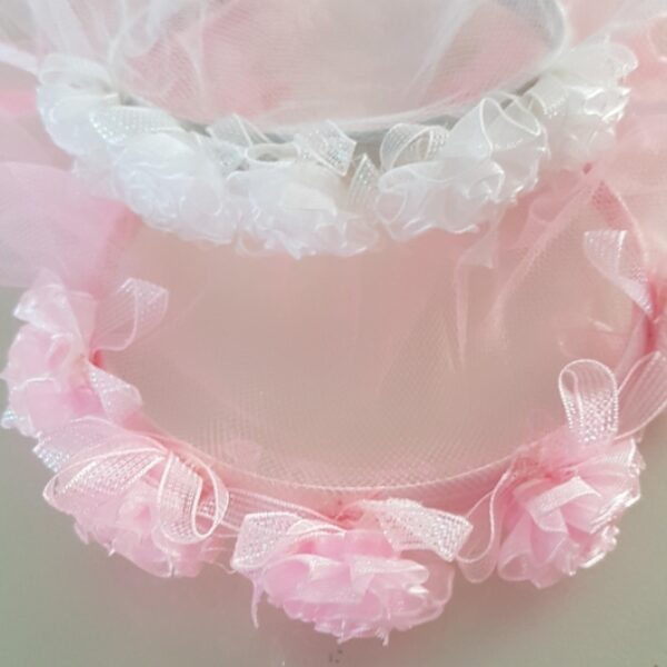 Bruidssluier in wit en roze