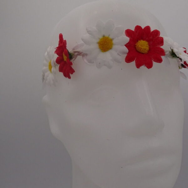 Haarbandje met bloemen rood wit