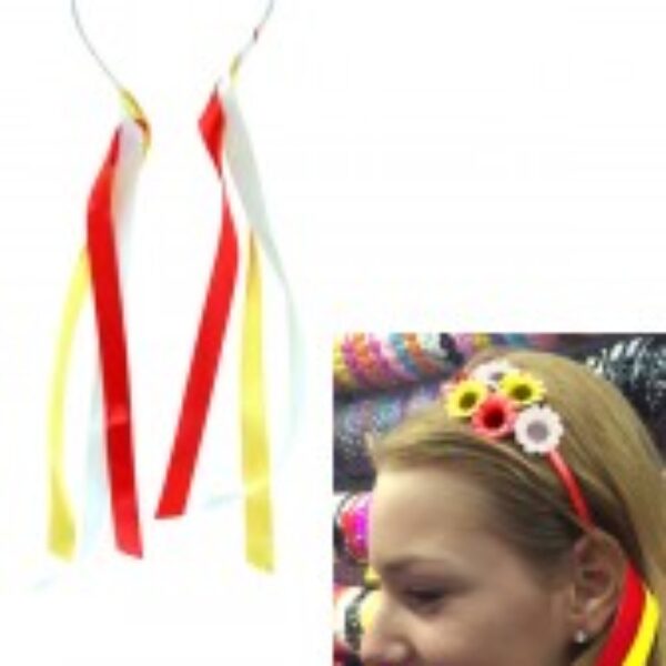 Haarbandje rood wit geel met bloemetjes