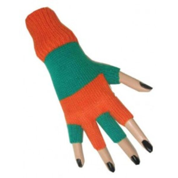 Handschoenen zonder vingers oranje groen