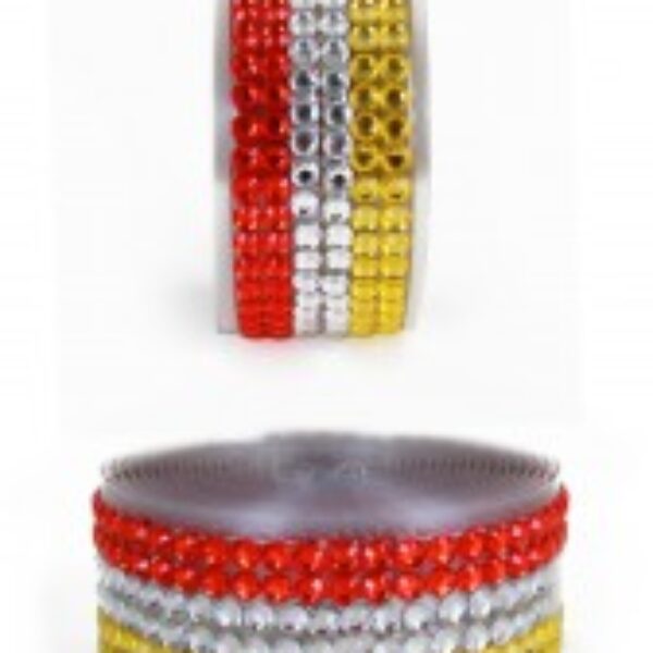 Pailletten strassband rood wit geel 3 mtr