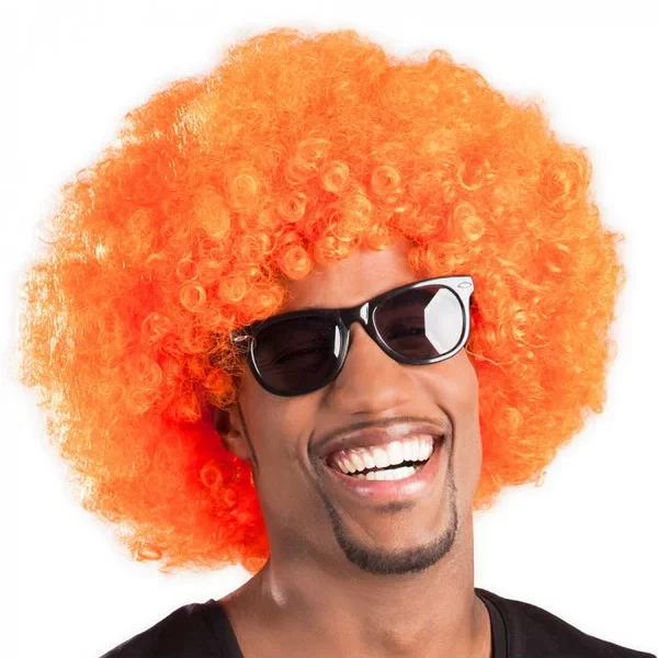 Pruik afro oranje