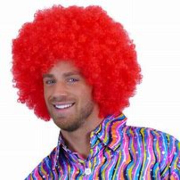 Pruik afro rood