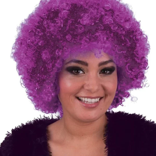 Pruik afro paars