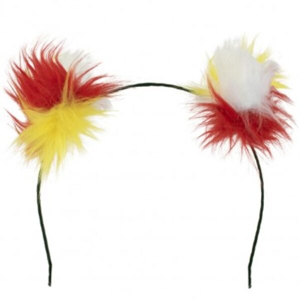 Haarband met rood wit gele pluche bol