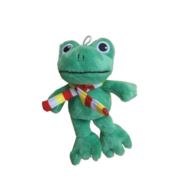 Pluche kikker met sjaal