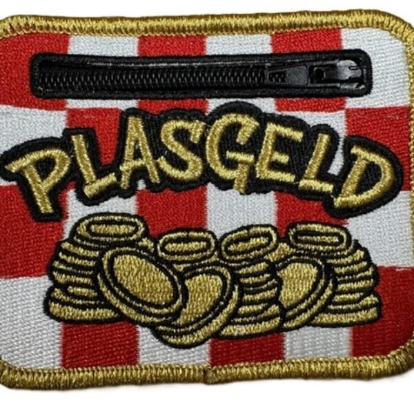 embleem "Plasgeld"met ritsje