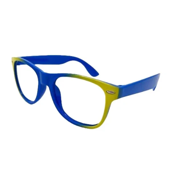 Bril zonder glazen blauw geel