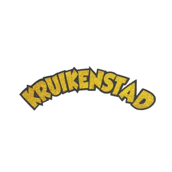 Rug embleem glitter boog goud Kruikenstad