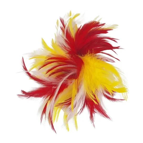 Broche Veren speld rood wit geel