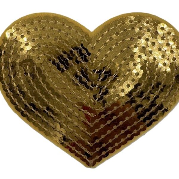 Embleem paillet hart groot goud