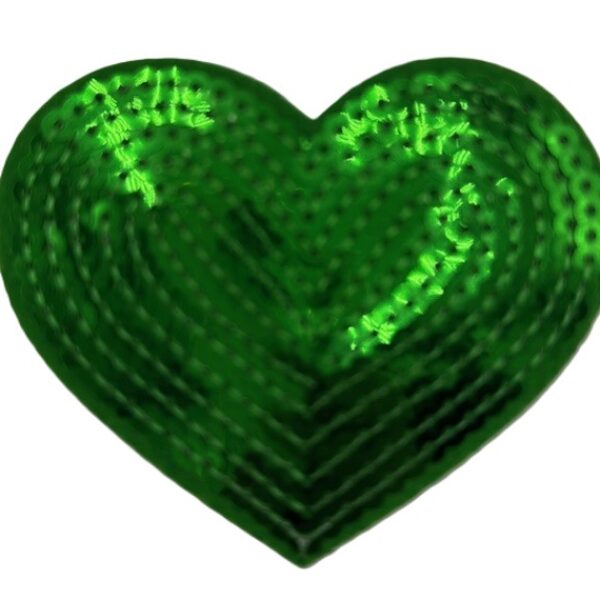 Embleem paillet hart groot groen