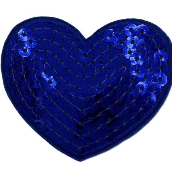 Embleem paiillet hart blauw