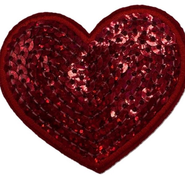 Embleem paillet hart rood