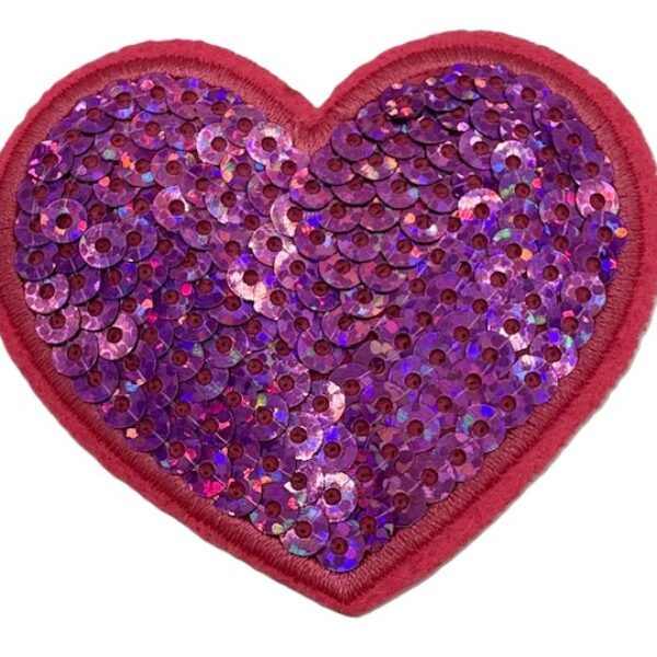 Embleem paillet hart pink