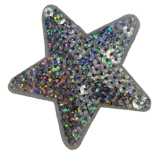 Embleem ster paillet zilver