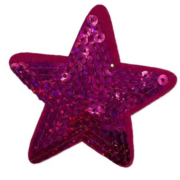 Embleem ster paillet pink