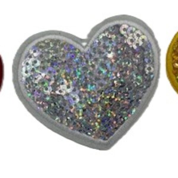 Embleem hart Pailletten rood, zilver en goud